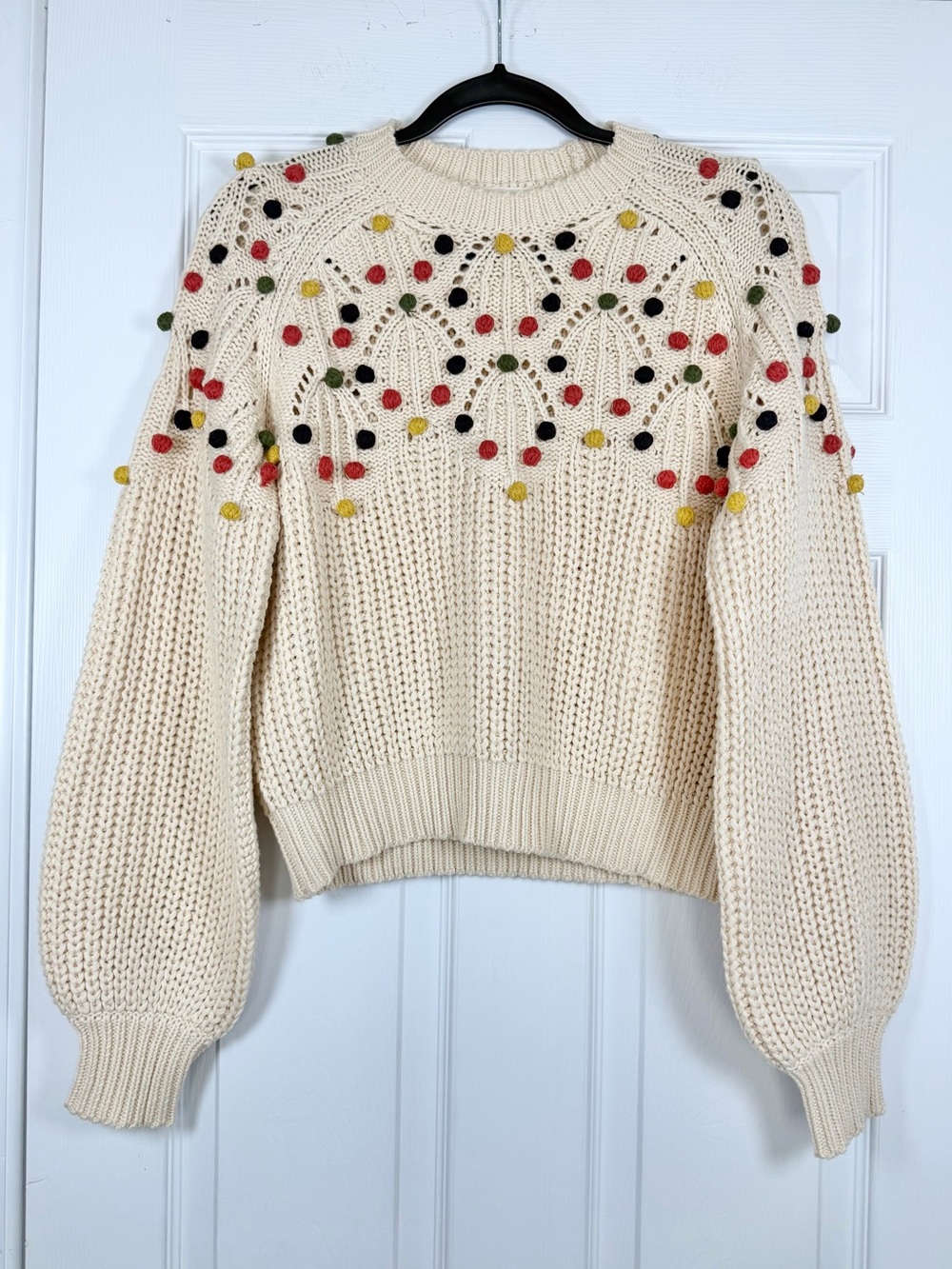 The Great. Size 1 (S) • Cream Chunky Knit Sweater.